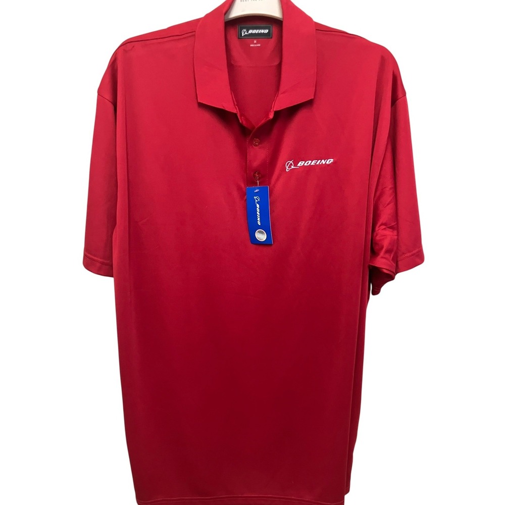 NWT Boeing Company Logo Official Signature Omega Polo Casual Shirt Red Mens 3XL